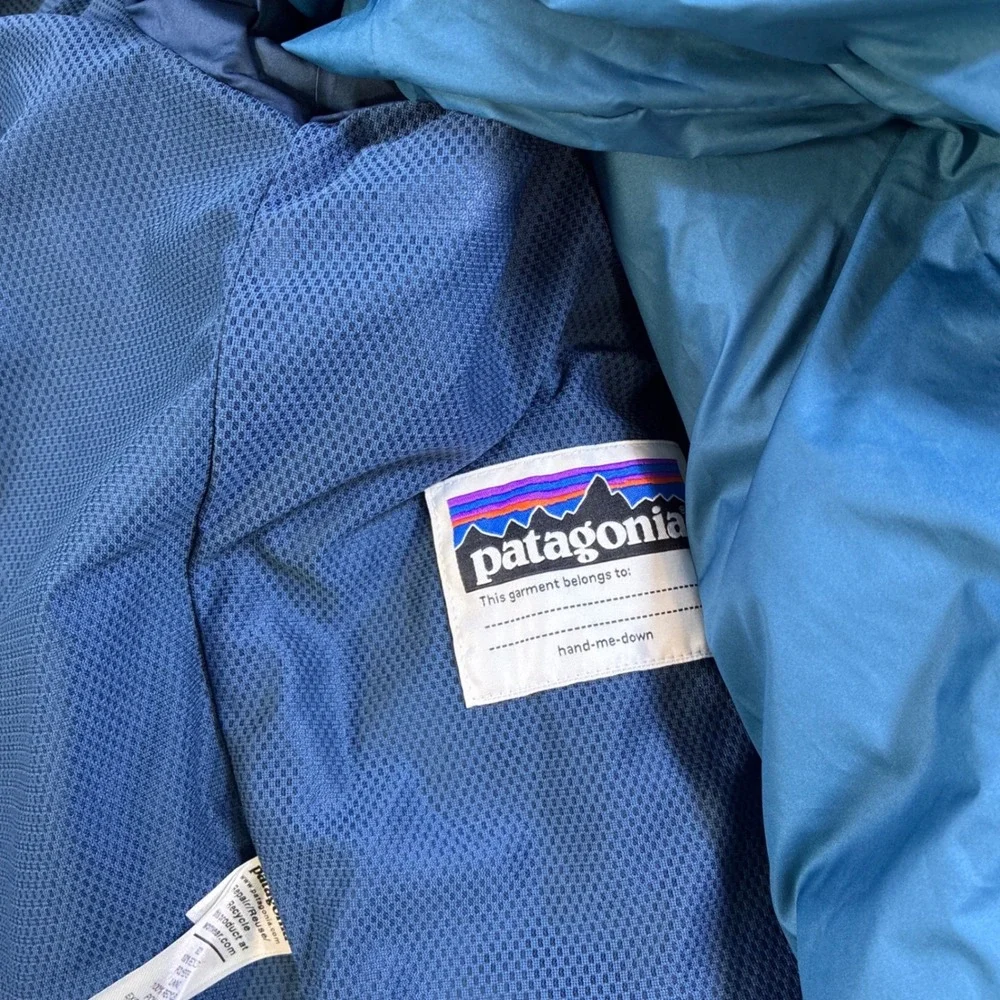 Patagonia Kids H2No Insulated Fleece Lined Waterproof Parka Jacket Blue Large 12